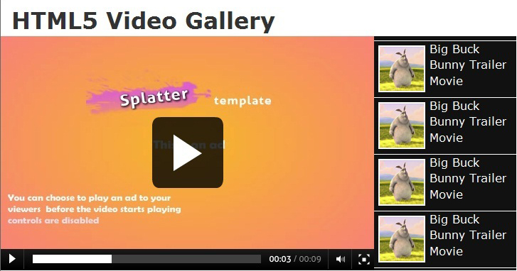 html5 video gallery template